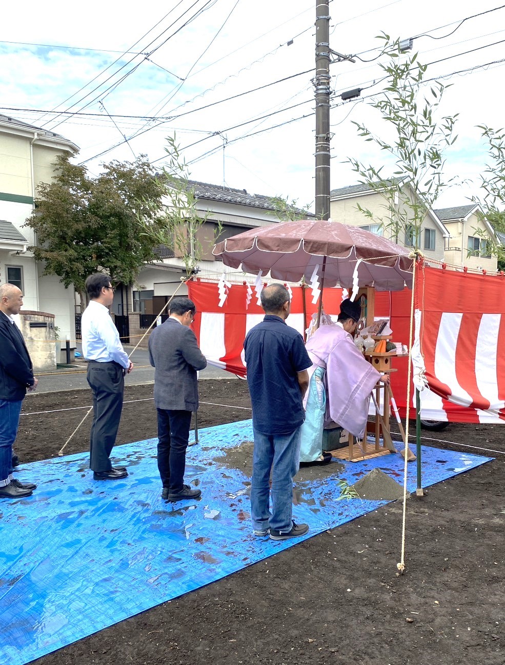 地鎮祭の様子、スリーベルデイ石神井公園の新築建築に向けて